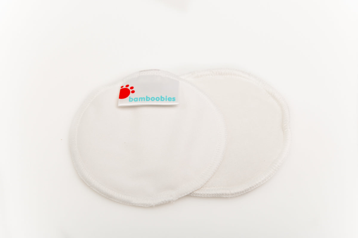 Bamboo Boobies Nursing Pads - Plain white, smooth finish